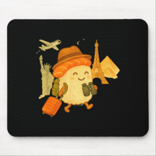 Sushi Salmon Roll Loves To Travel Mouse Pad