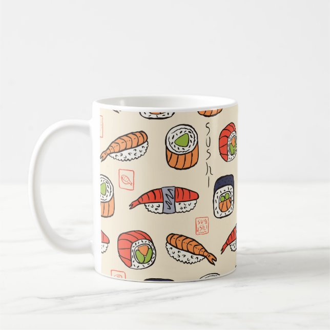 sushi seamless pattern coffee mug (Left)