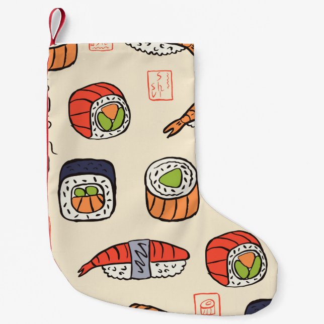 sushi seamless pattern small christmas stocking (Front)