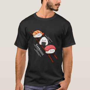 Sushi Sliding On Chopsticks Kawaii Anime Japanese T-Shirt