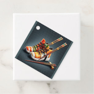 Sushi Sneakers with Chopsticks Humor Favour Tags