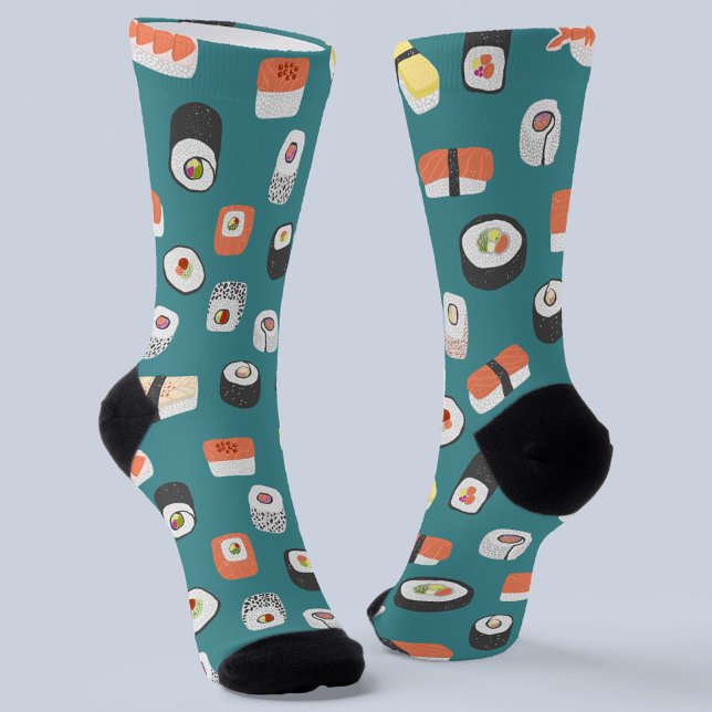 Sushi Socks (Fun Japanese sushi sashimi maki roll nigiri unisex socks)