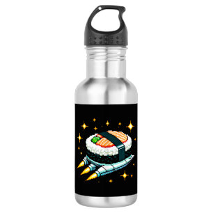Sushi Spaceship Pixel Art Flying Sushi Roll Design 532 Ml Water Bottle