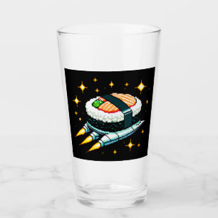 Sushi Spaceship Pixel Art Flying Sushi Roll Design Glass