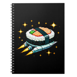 Sushi Spaceship Pixel Art Flying Sushi Roll Design Notebook