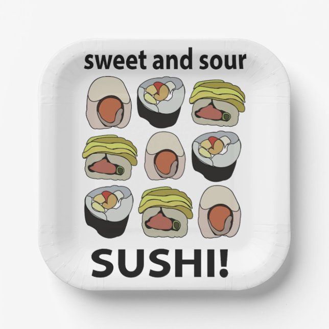 Sushi Sweet and Sour Sushi Party Paper Plate (Front)