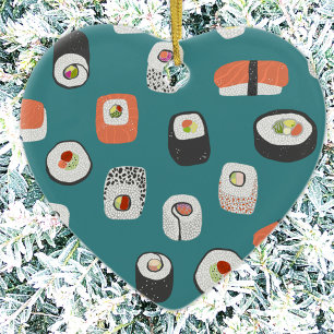 Sushi Teal Ceramic Ornament