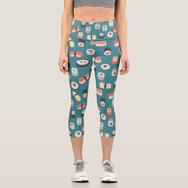 Sushi Teal Green Capri Leggings (Front)