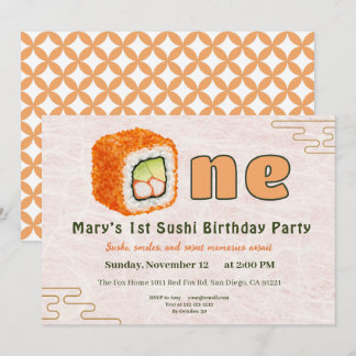 Sushi-Themed 1st Birthday Invitation