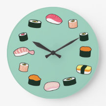 Sushi Time! Funky (Mint) Wall Clock