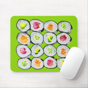 Sushi Time watercolor wasabi Mouse Pad