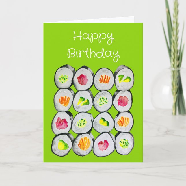 Sushi wasabi watercolor art card (Front)
