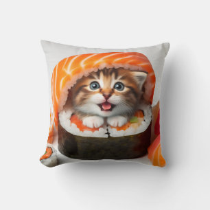 Sushi with a cat adorable colorful cushion