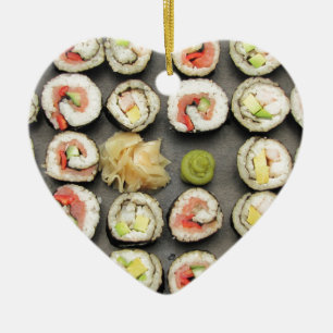 Sushi With Wasabi And Ginger Ceramic Tree Decoration