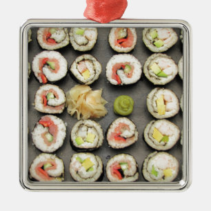 Sushi With Wasabi And Ginger Metal Tree Decoration