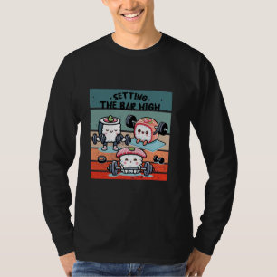 Sushi workout cute weights fitness barbell dumbbel T-Shirt