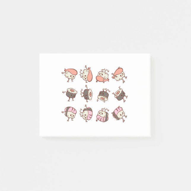 Sushi Workout Exercising Post-it Notes (Front)