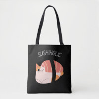 Sushiholic Cute Kitty with Kawaii Sushi tote bag