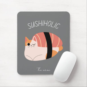 sushiholic, sushi cat mouse pad