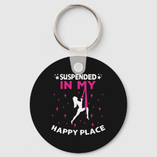 Suspended In My Happy Place Acrots Yoga _1 Key Ring