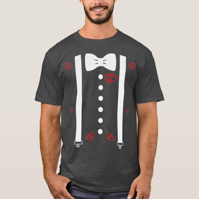 Suspenders And Bow Tie Costume Outfit for Day T-Shirt (Front)