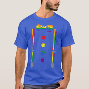 Suspenders Bow Tie LGBTQ Rainbow Flag Gay Pride T-Shirt