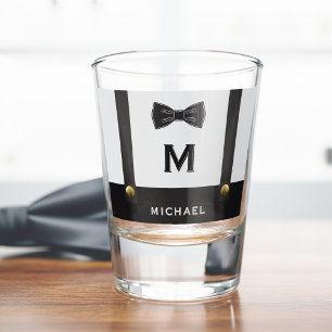 Suspenders & Bowtie Name Monogram Boy  Shot Glass