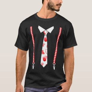 Suspenders Hearts Bow Tie Men Boys Valentine's Day T-Shirt