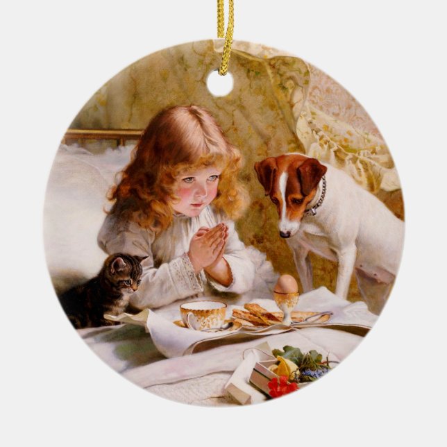 Suspense by Charles Burton Barber Ceramic Ornament (Front)