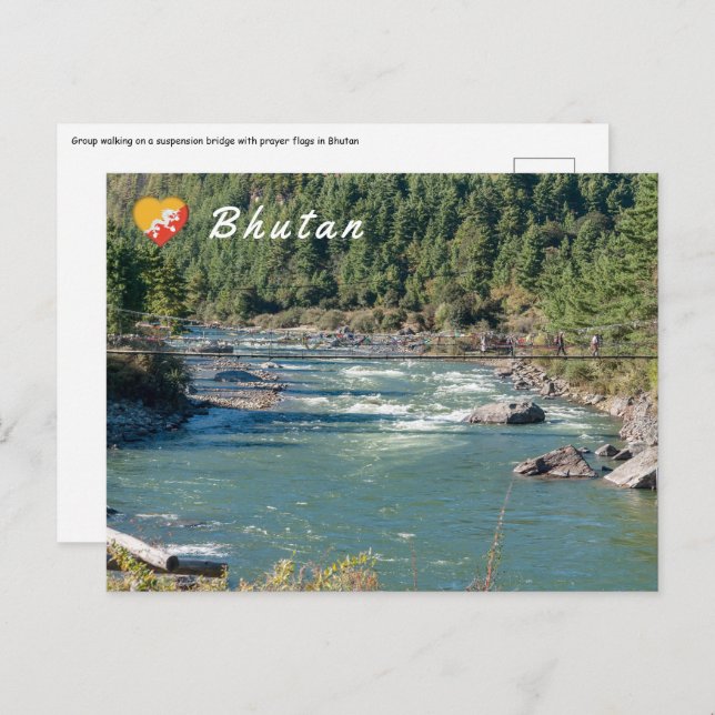 Suspension bridge across a river in Bhutan Postcard (Front/Back)