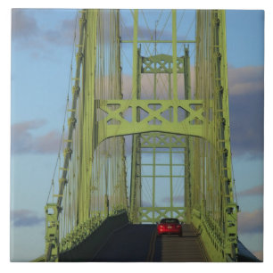 Suspension bridge onto Little Deer Isle Ceramic Tile