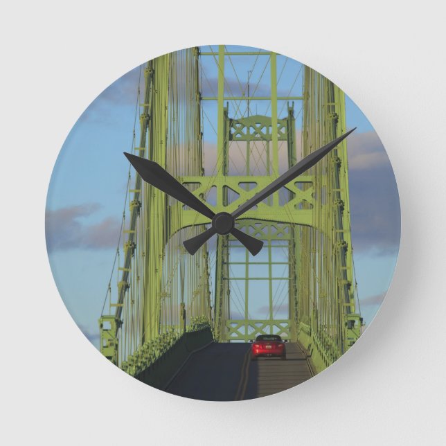 Suspension bridge onto Little Deer Isle Round Clock (Front)