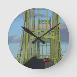 Suspension bridge onto Little Deer Isle Round Clock
