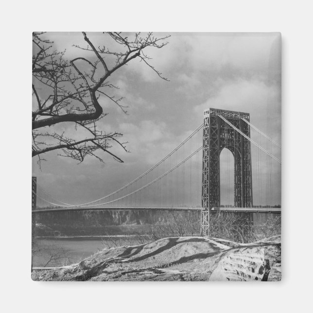 Suspension bridge view B&W Magnet (Front)