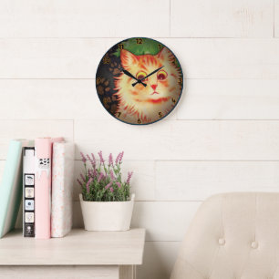 SUSPICIOUS CAT KITTY LARGE CLOCK