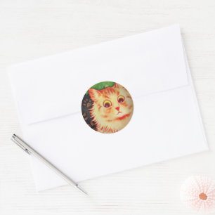 SUSPICIOUS KITTY CAT CLASSIC ROUND STICKER