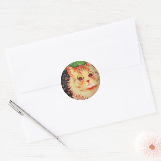 SUSPICIOUS KITTY CAT CLASSIC ROUND STICKER (Envelope)