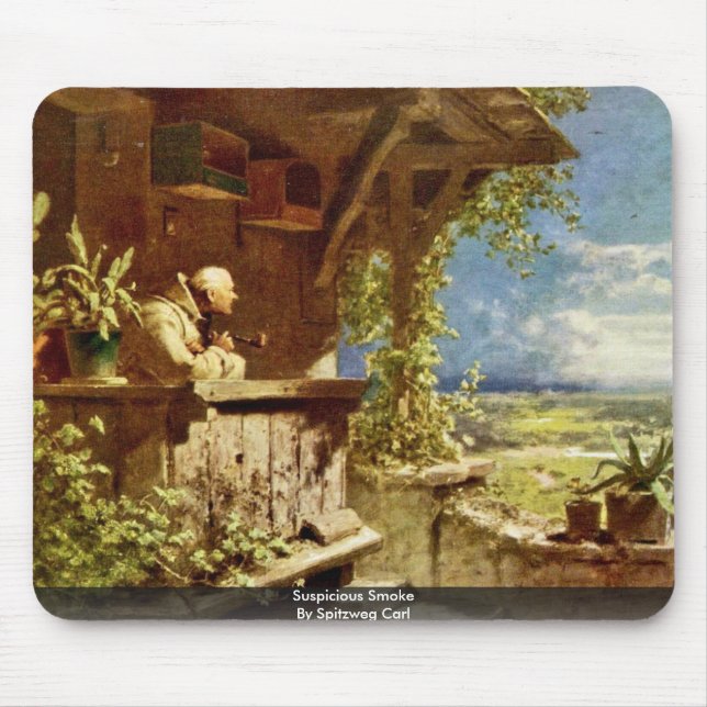 Suspicious Smoke By Spitzweg Carl Mouse Pad (Front)