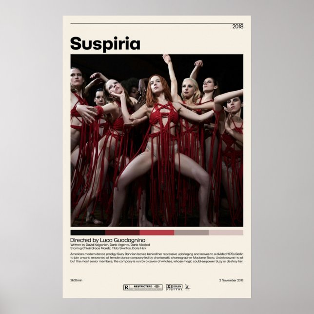 Suspiria  Luca Guadagnino Minimalist Movie Vintage Poster (Front)