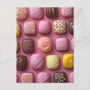 Süße bunte Pralinen Valentinstag Postcard
