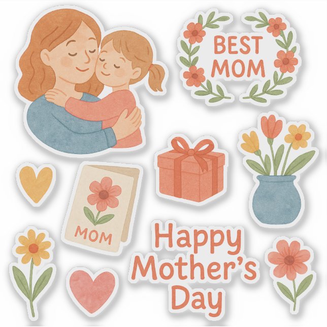 Süße Mutter- Tochter Sticker- zum Muttertag (Front)