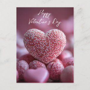 süße pinke Herzen aus Schokolade Valentinstag Postcard