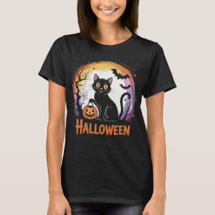 Süße schwarze Katze zu Halloween T-Shirt