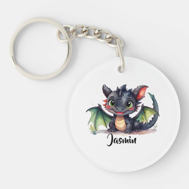 Süßer Dabydrache lächelt Key Ring (Front)