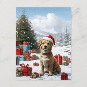 süßer Hund mit vielen Geschenken Postcard