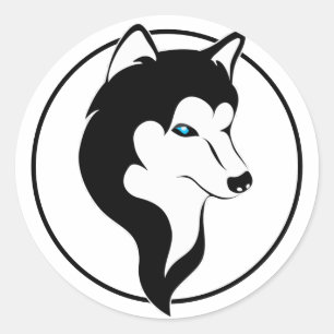 Süßer Husky Comic Style schwarz weiß Classic Round Sticker
