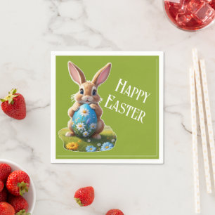 Süßer Osterhase mit einem Osterei - Napkin
