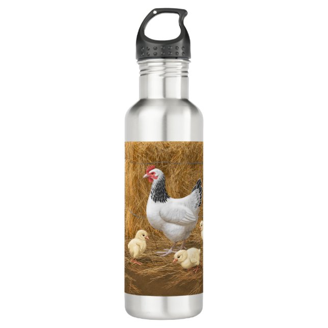 Sussex Chicken Mama Hen and Chicks 710 Ml Water Bottle (Front)