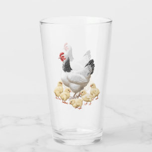 Sussex Chicken Mama Hen and Chicks Glass