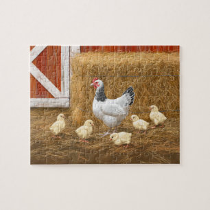 Sussex Chicken Mama Hen and Chicks Jigsaw Puzzle